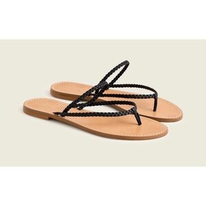 NEW NO BOX JCREW Black Braided-Strap Flip Flops